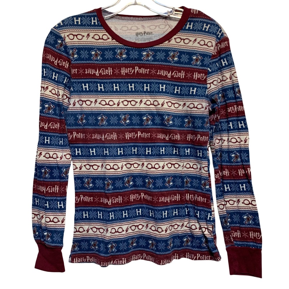 Harry Potter Long Sleeve Pajama Top Size M Holiday Fair Isle Hogwarts Cozy Geeky